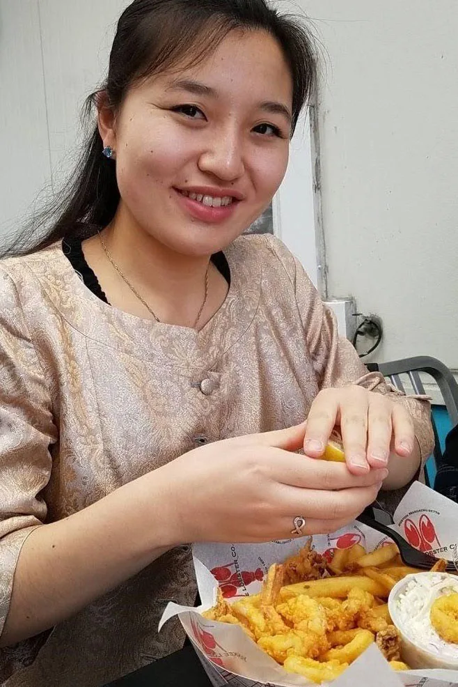 Lia cooking or enjoying food