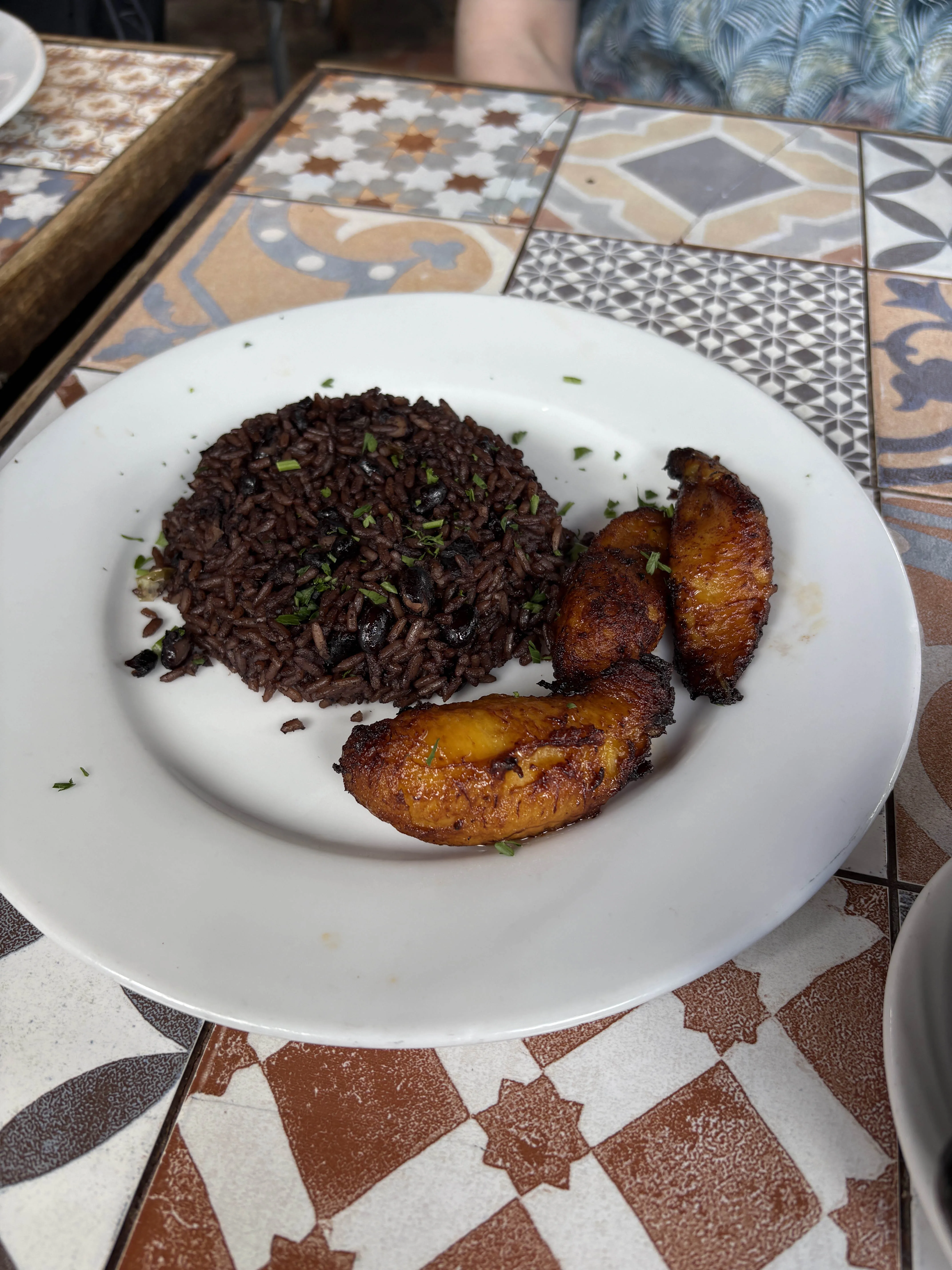 rice, beans, and plantains