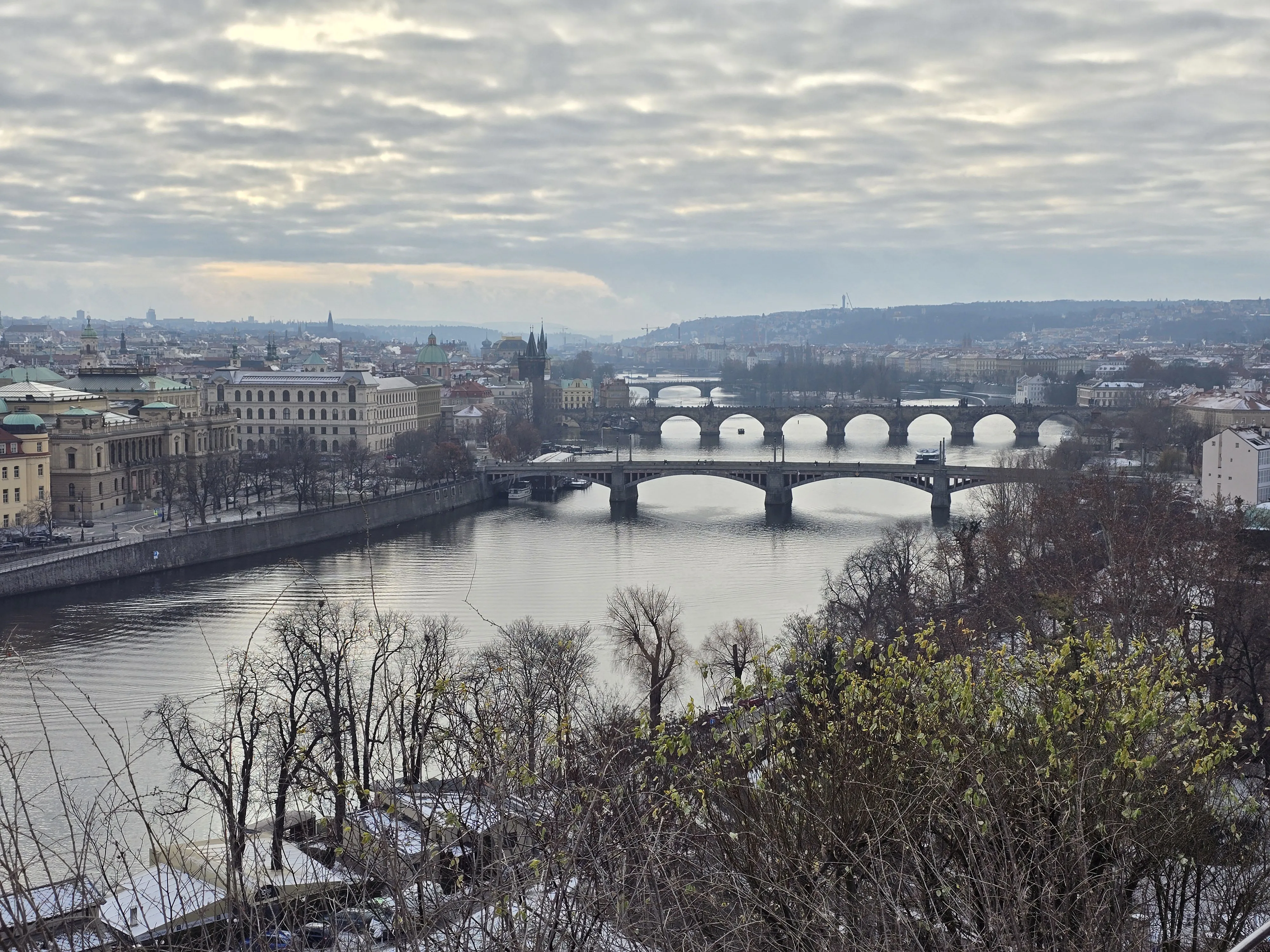View of Prague bridges from above